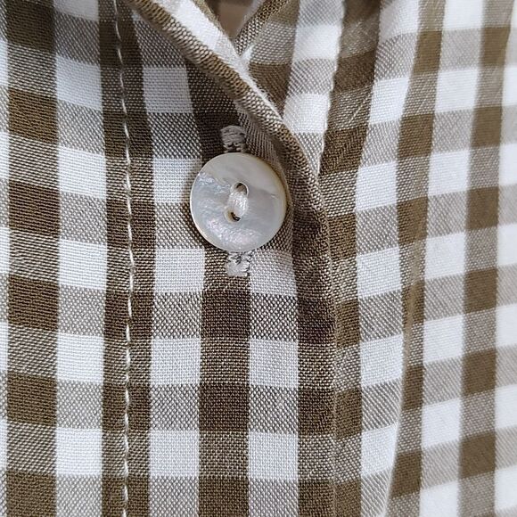 J.Jill Brown Gingham Button Down Long Sleeve Collared Blouse Top Size Small - Picture 8 of 12